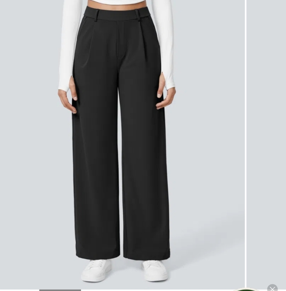 HALARA Wide-Leg Pants- BLACK- SMALL PETITE